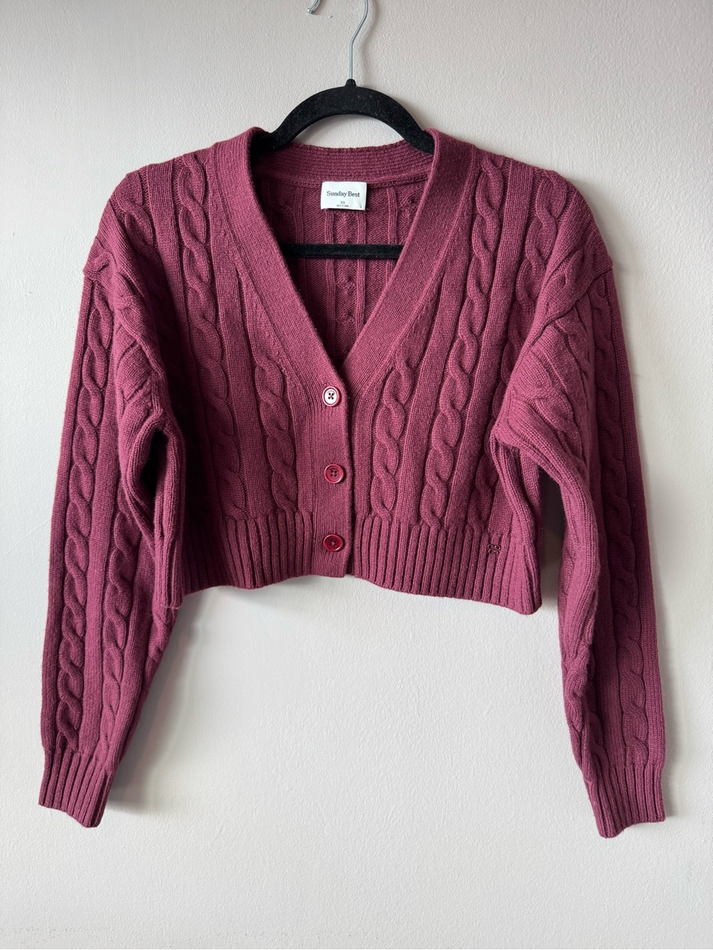 Sunday Best Aritzia Women’s Merino Wool Burgundy Cooper Cardigan Sweater XS